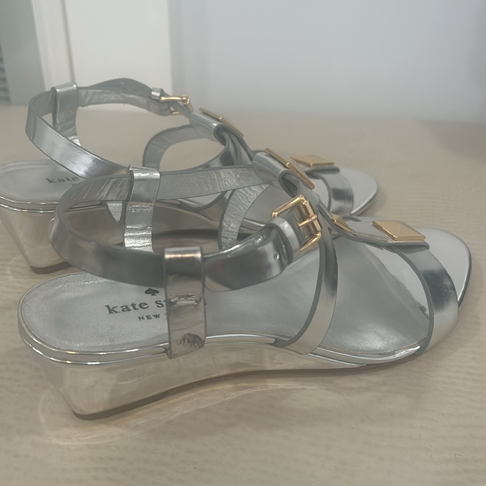 Kate Spade New York Silver Sandals with Gold Accents - Picture 6 of 13
